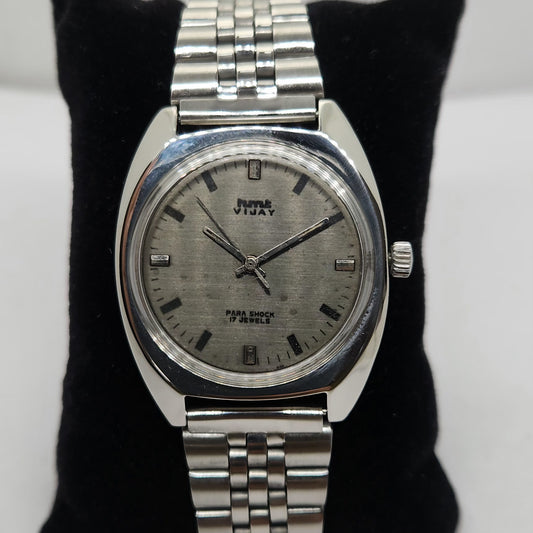 Vintage Original HMT Vijay Hand Winding 17 Jewels Silver Face Jubilee Bracelet Men's Wrist Watch OG209