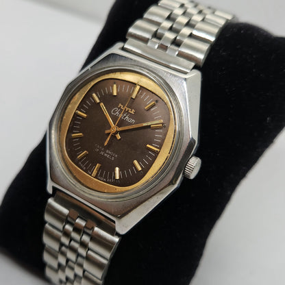 Vintage Original HMT Chethan Hand Winding 17 Jewels Brown Face Jubilee Bracelet Men's Wrist Watch OG210