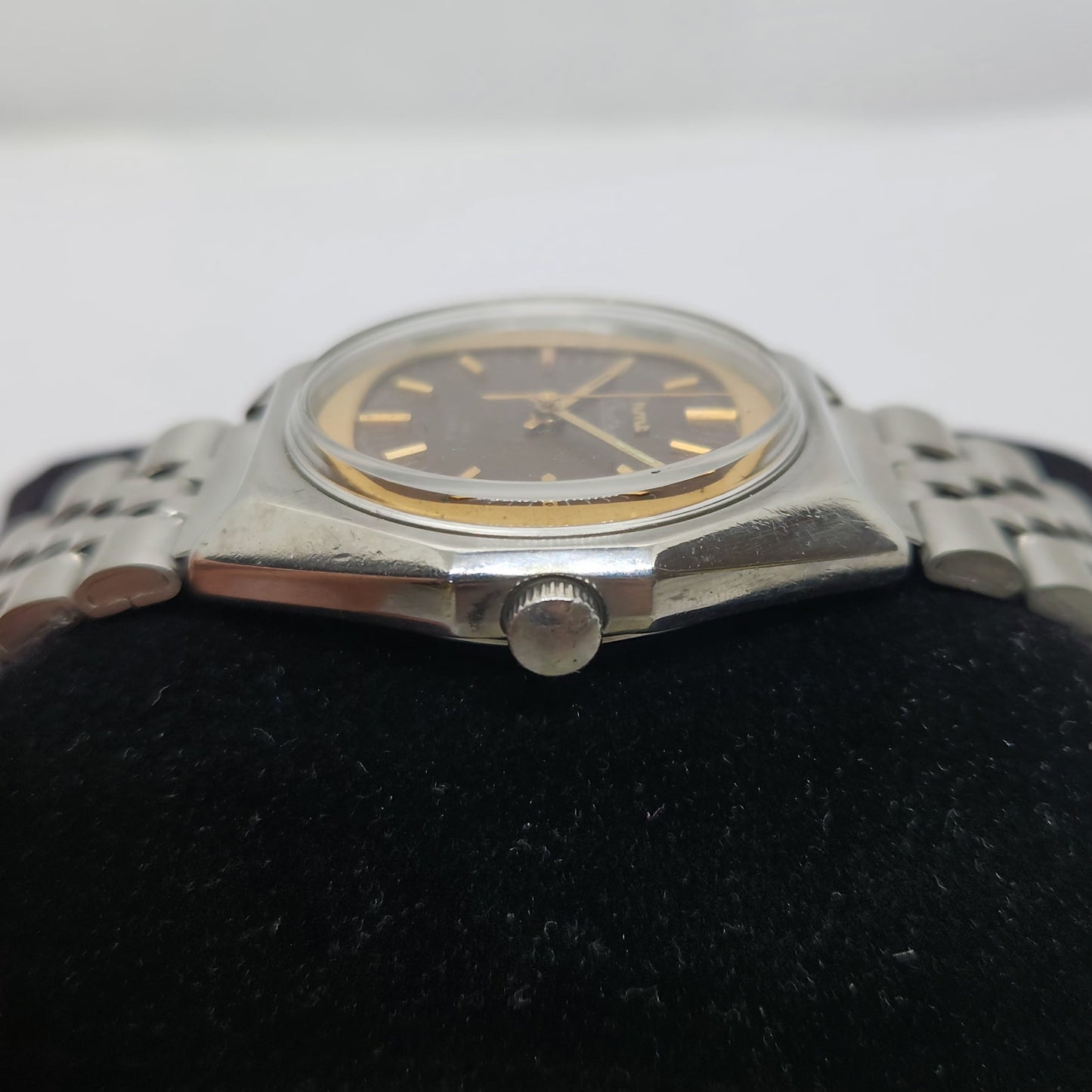 Vintage Original HMT Chethan Hand Winding 17 Jewels Brown Face Jubilee Bracelet Men's Wrist Watch OG210