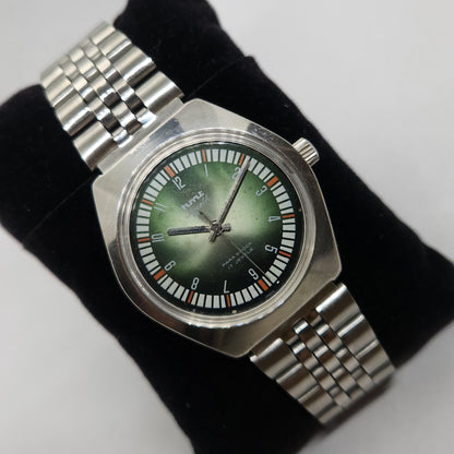 Vintage Original HMT Ajeeth Hand Winding 17 Jewels Green Face Jubilee Bracelet Men's Wrist Watch OG211