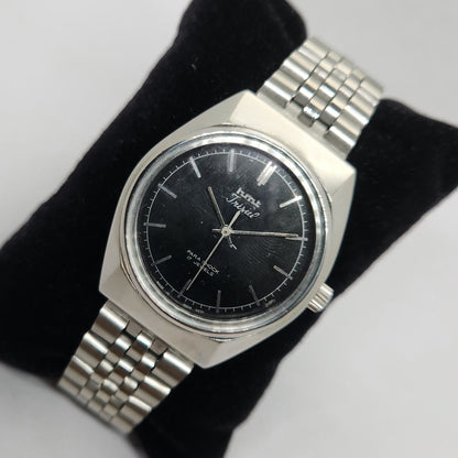 Vintage Original HMT Trisul Hand Winding 17 Jewels Black Face Jubilee Bracelet Men's Wrist Watch OG212