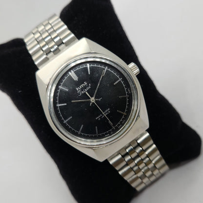 Vintage Original HMT Trisul Hand Winding 17 Jewels Black Face Jubilee Bracelet Men's Wrist Watch OG212