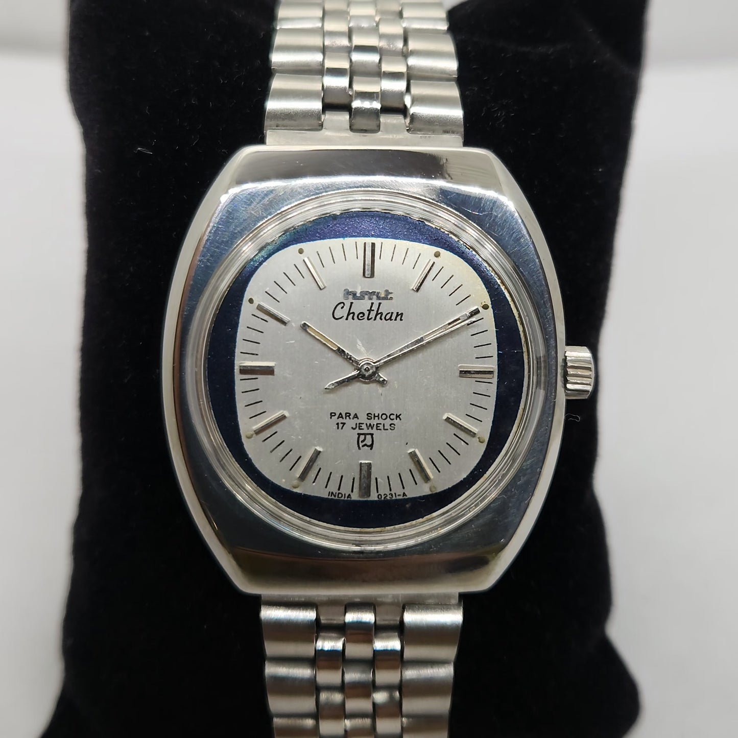 Vintage Original HMT Chethan Hand Winding 17 Jewels Silver Face Jubilee Bracelet Men's Wrist Watch OG213