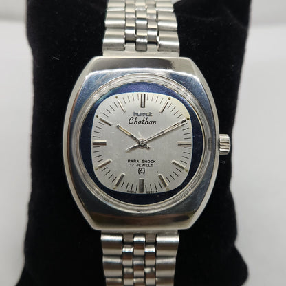 Vintage Original HMT Chethan Hand Winding 17 Jewels Silver Face Jubilee Bracelet Men's Wrist Watch OG213