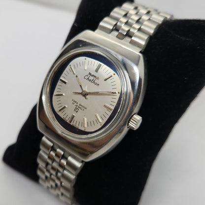 Vintage Original HMT Chethan Hand Winding 17 Jewels Silver Face Jubilee Bracelet Men's Wrist Watch OG213