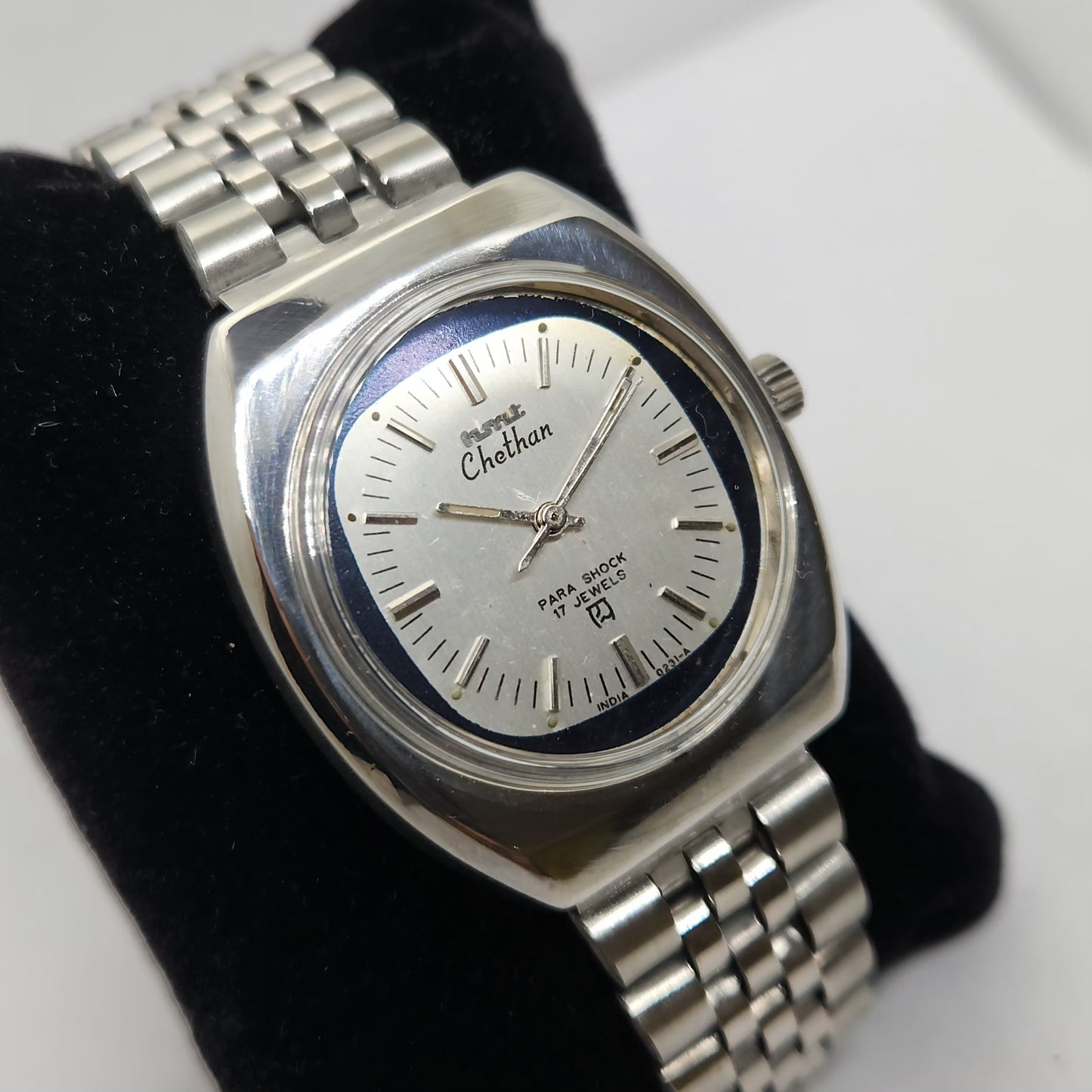 Vintage Original HMT Chethan Hand Winding 17 Jewels Silver Face Jubilee Bracelet Men's Wrist Watch OG213