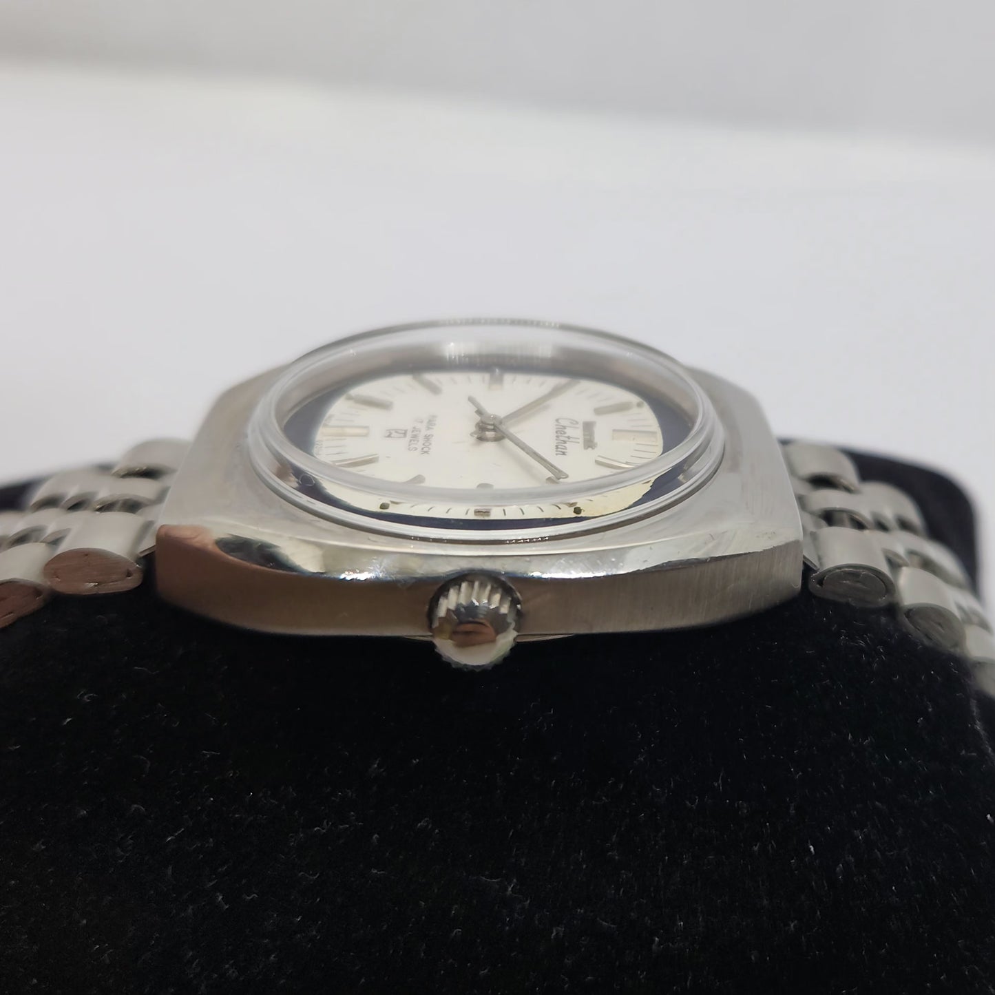 Vintage Original HMT Chethan Hand Winding 17 Jewels Silver Face Jubilee Bracelet Men's Wrist Watch OG213