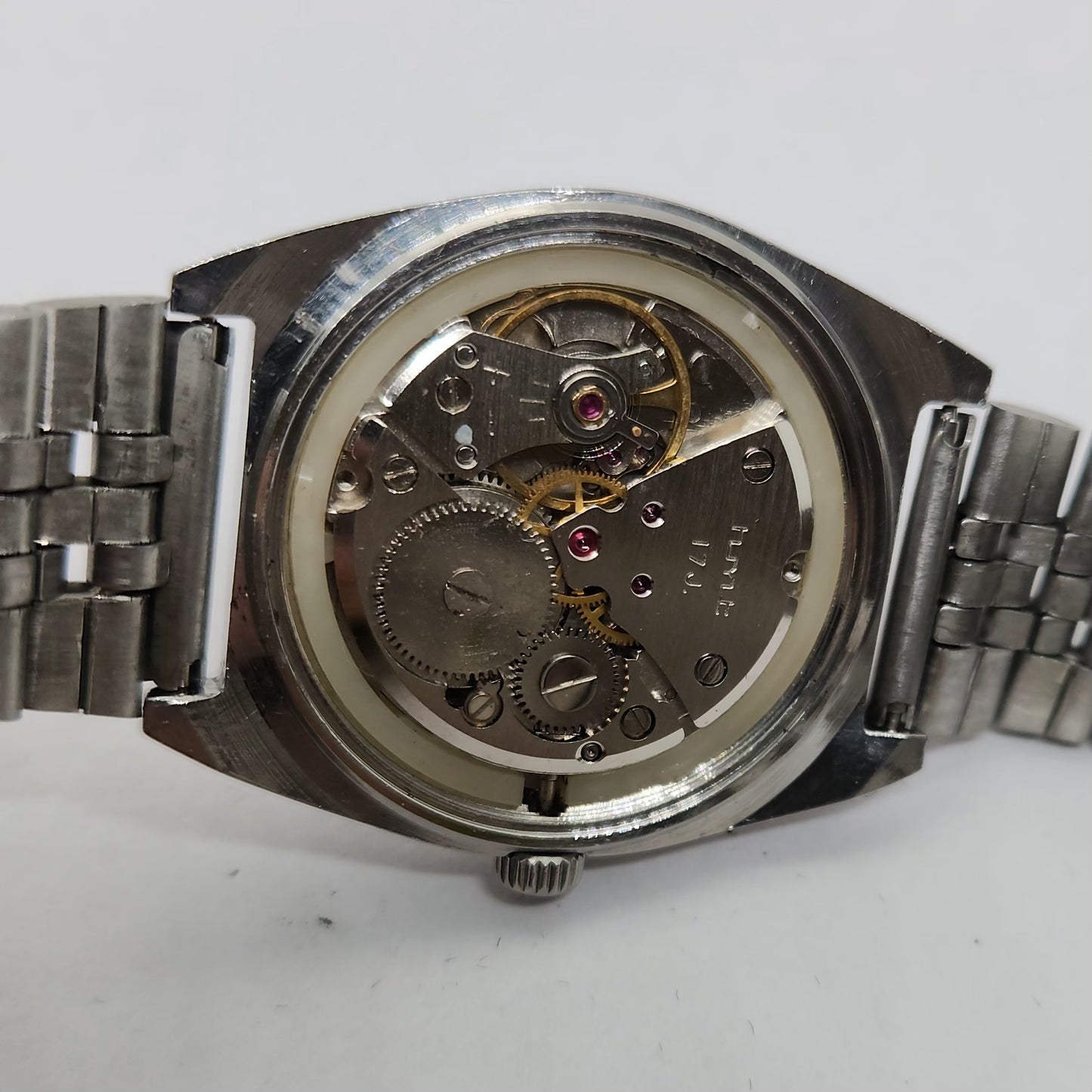 Vintage Original HMT Avinash Hand Winding 17 Jewels Silver Face Jubilee Bracelet Men's Wrist Watch OG214