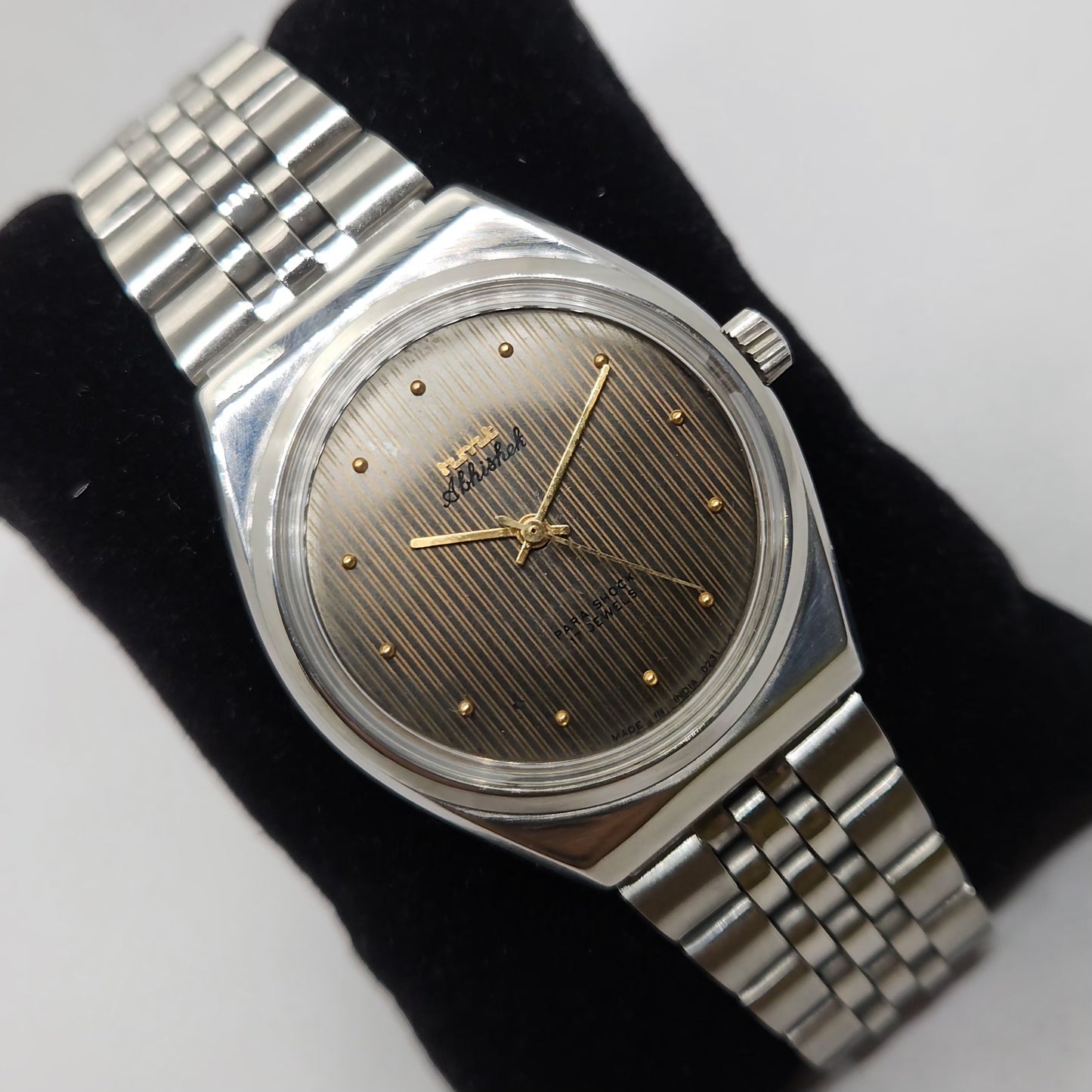 Vintage Original HMT Abhishek Hand Winding 17 Jewels brown Face Jubilee Bracelet Men's Wrist Watch OG215