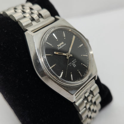 Vintage Original HMT Kohinoor Hand Winding 17 Jewels Black Face Jubilee Bracelet Men's Wrist Watch OG216