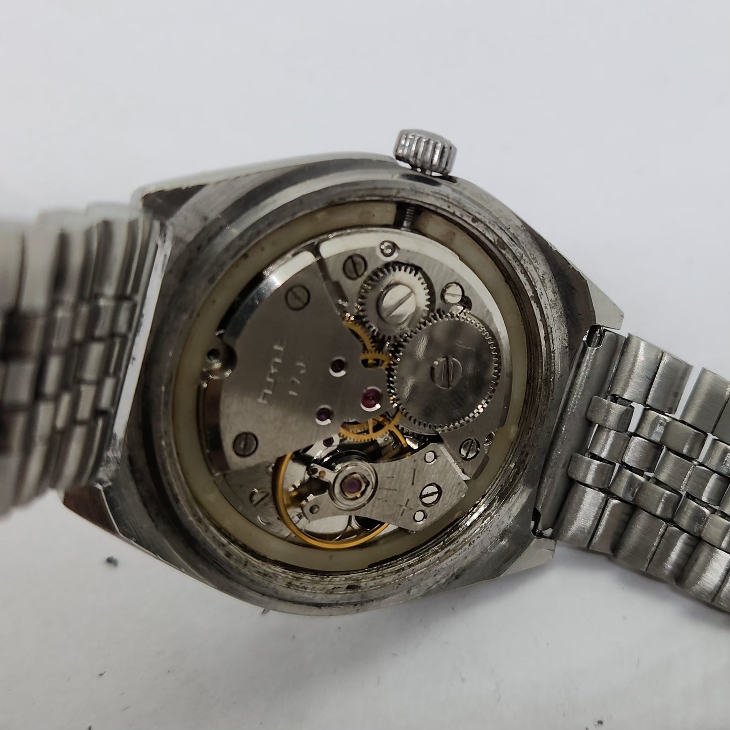 Vintage Original HMT Kohinoor Hand Winding 17 Jewels Black Face Jubilee Bracelet Men's Wrist Watch OG216