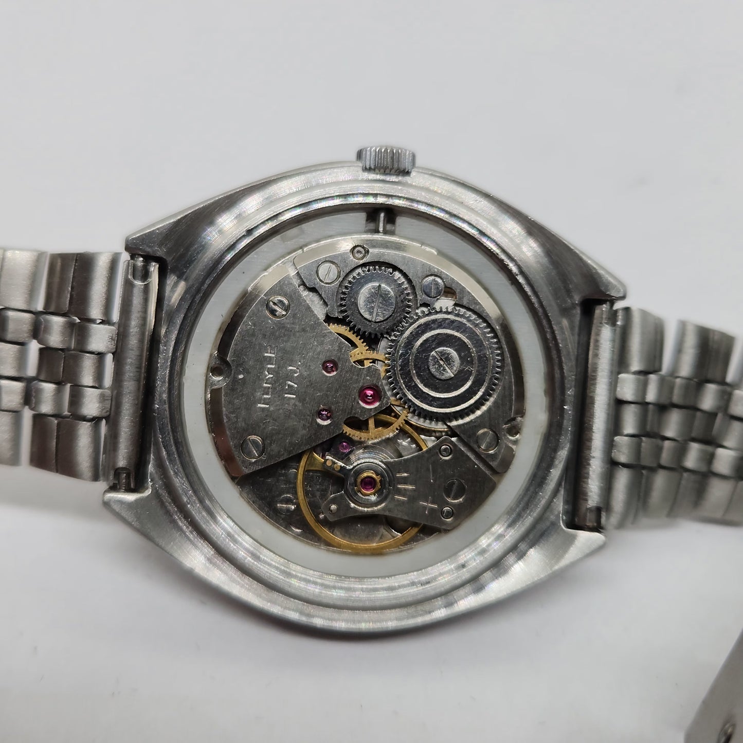 Vintage Original HMT Maurya Hand Winding 17 Jewels Gold Face Jubilee Bracelet Men's Wrist Watch OG217