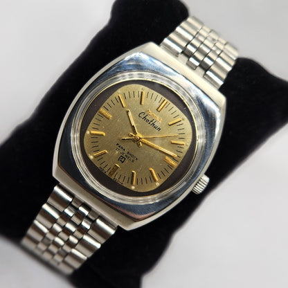 Vintage Original HMT Chethan Hand Winding 17 Jewels Gold Face Jubilee Bracelet Men's Wrist Watch OG219