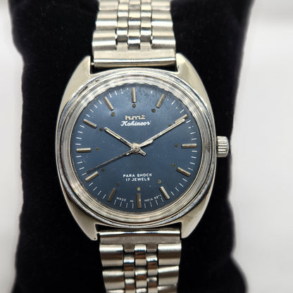 Vintage Original HMT Kohinoor Hand Winding 17 Jewels Blue Face Jubilee Bracelet Men's Wrist Watch OG220