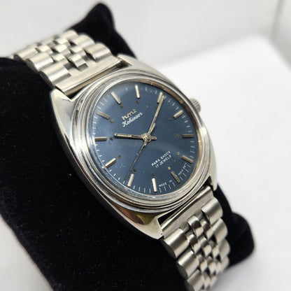 Vintage Original HMT Kohinoor Hand Winding 17 Jewels Blue Face Jubilee Bracelet Men's Wrist Watch OG220