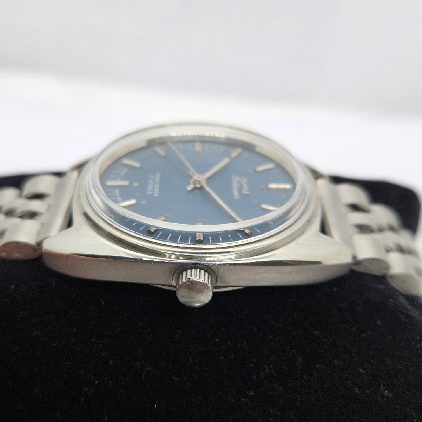 Vintage Original HMT Kohinoor Hand Winding 17 Jewels Blue Face Jubilee Bracelet Men's Wrist Watch OG220