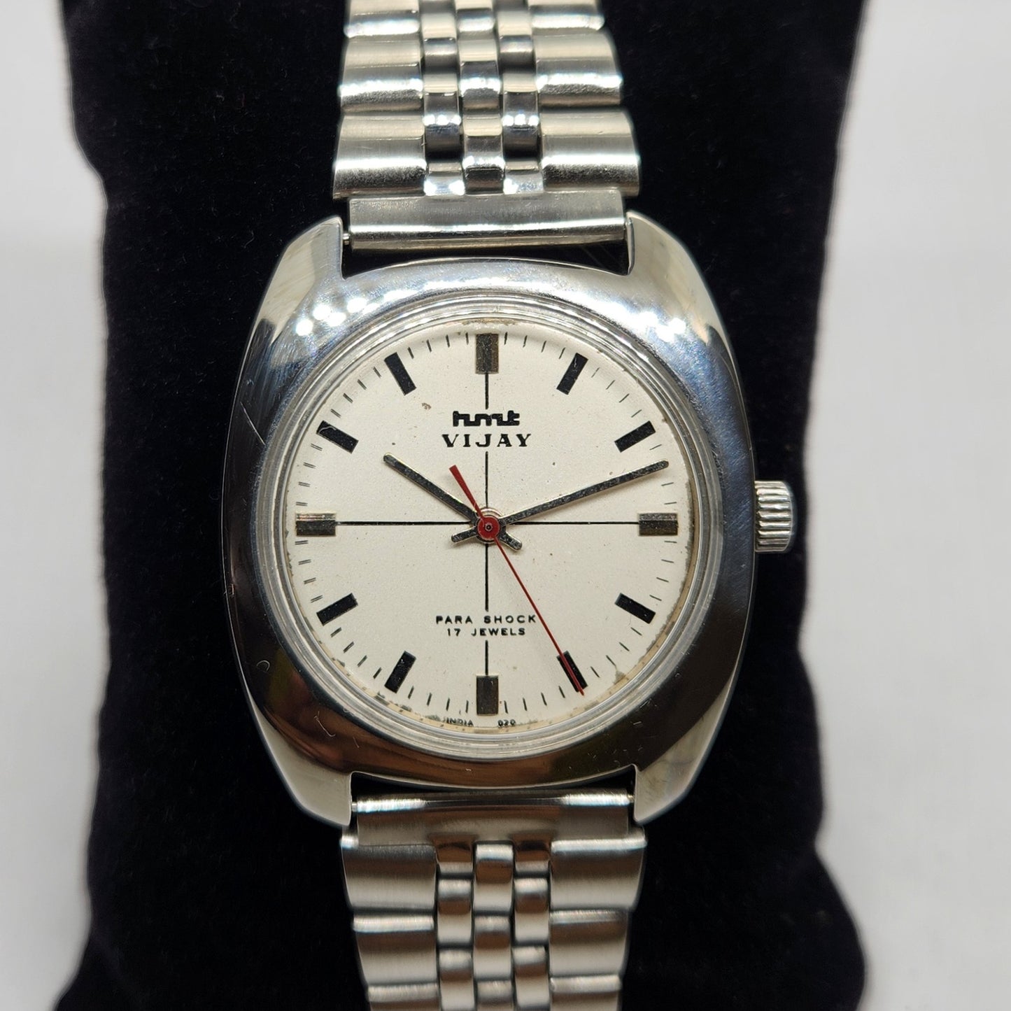 Vintage Original HMT Vijay Hand Winding 17 Jewels White Face Jubilee Bracelet Men's Wrist Watch OG221