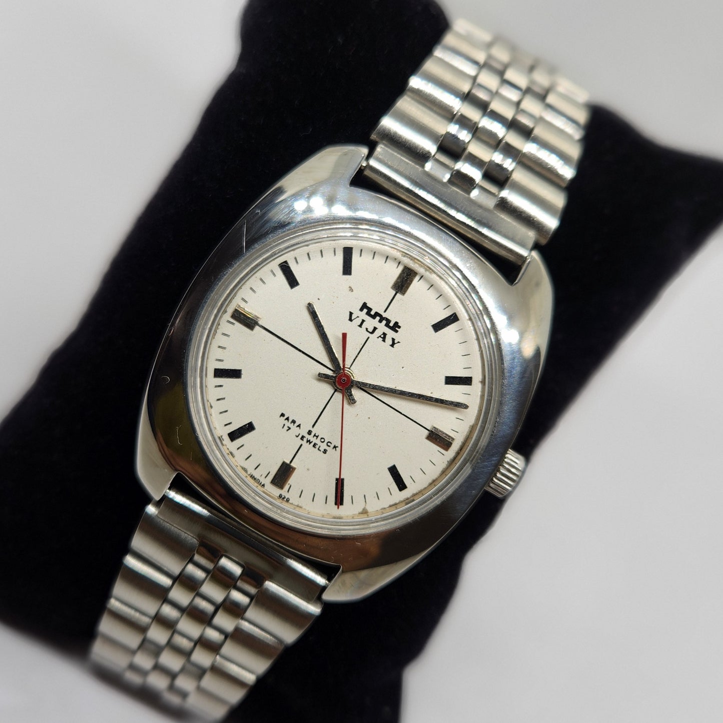 Vintage Original HMT Vijay Hand Winding 17 Jewels White Face Jubilee Bracelet Men's Wrist Watch OG221