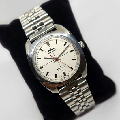 Vintage Original HMT Vijay Hand Winding 17 Jewels White Face Jubilee Bracelet Men's Wrist Watch OG221