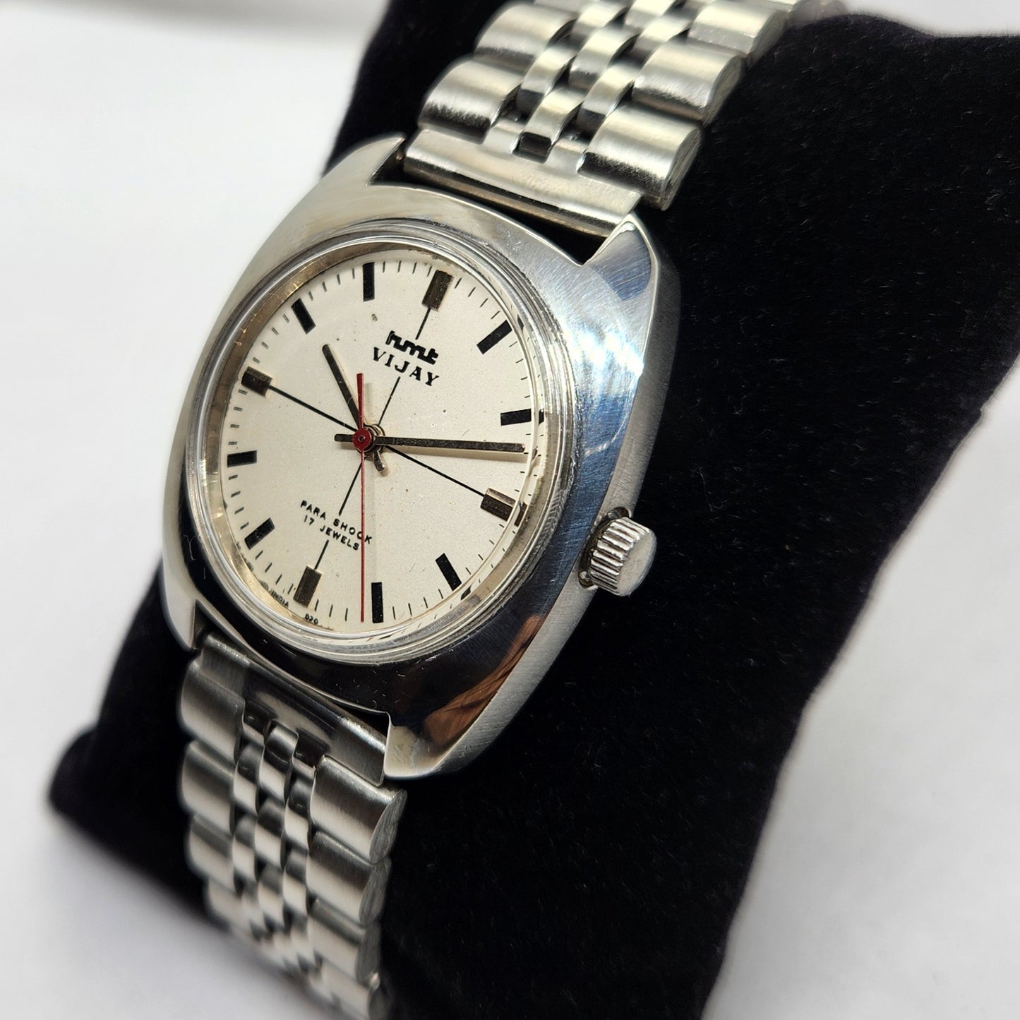 Vintage Original HMT Vijay Hand Winding 17 Jewels White Face Jubilee Bracelet Men's Wrist Watch OG221