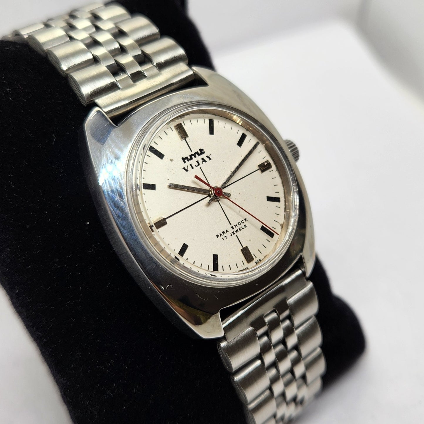 Vintage Original HMT Vijay Hand Winding 17 Jewels White Face Jubilee Bracelet Men's Wrist Watch OG221