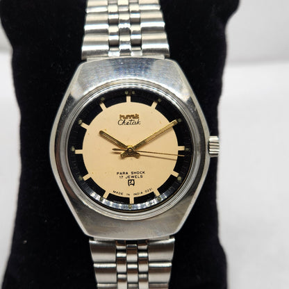 Vintage Original HMT Chetak Hand Winding 17 Jewels Peach Face Jubilee Bracelet Men's Wrist Watch OG223