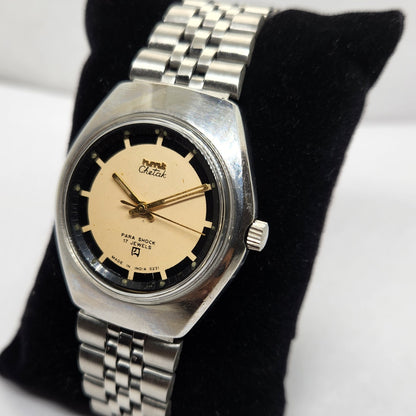Vintage Original HMT Chetak Hand Winding 17 Jewels Peach Face Jubilee Bracelet Men's Wrist Watch OG223