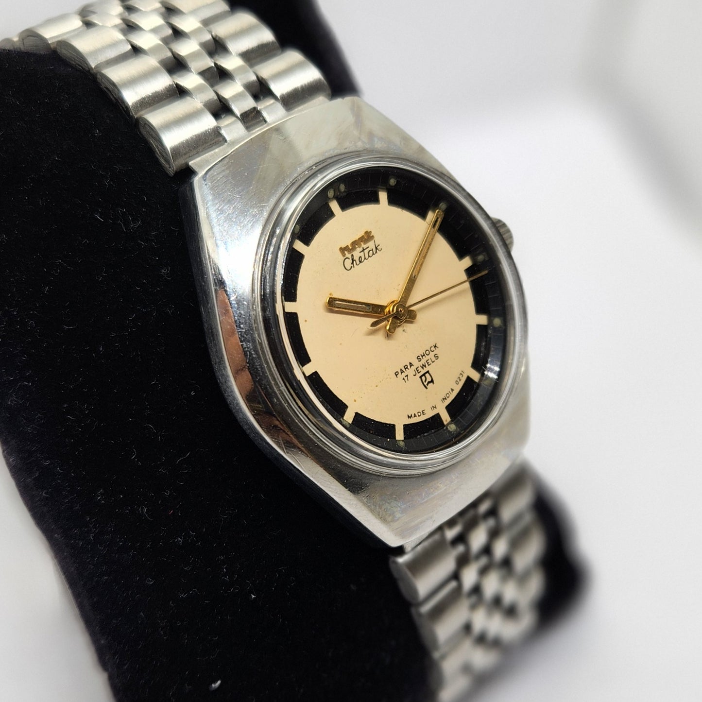 Vintage Original HMT Chetak Hand Winding 17 Jewels Peach Face Jubilee Bracelet Men's Wrist Watch OG223