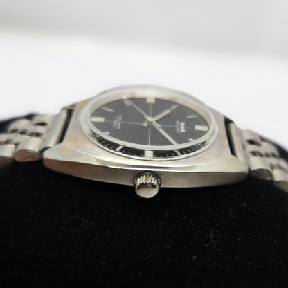 Vintage Original HMT Vijay Hand Winding 17 Jewels Black Face Jubilee Bracelet Men's Wrist Watch OG224