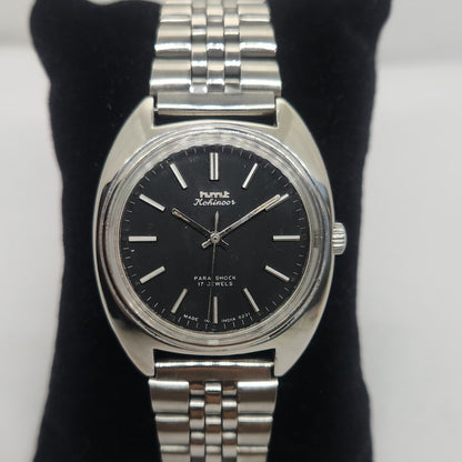 Vintage Original HMT Kohinoor Hand Winding 17 Jewels Black Face Jubilee Bracelet Men's Wrist Watch OG225