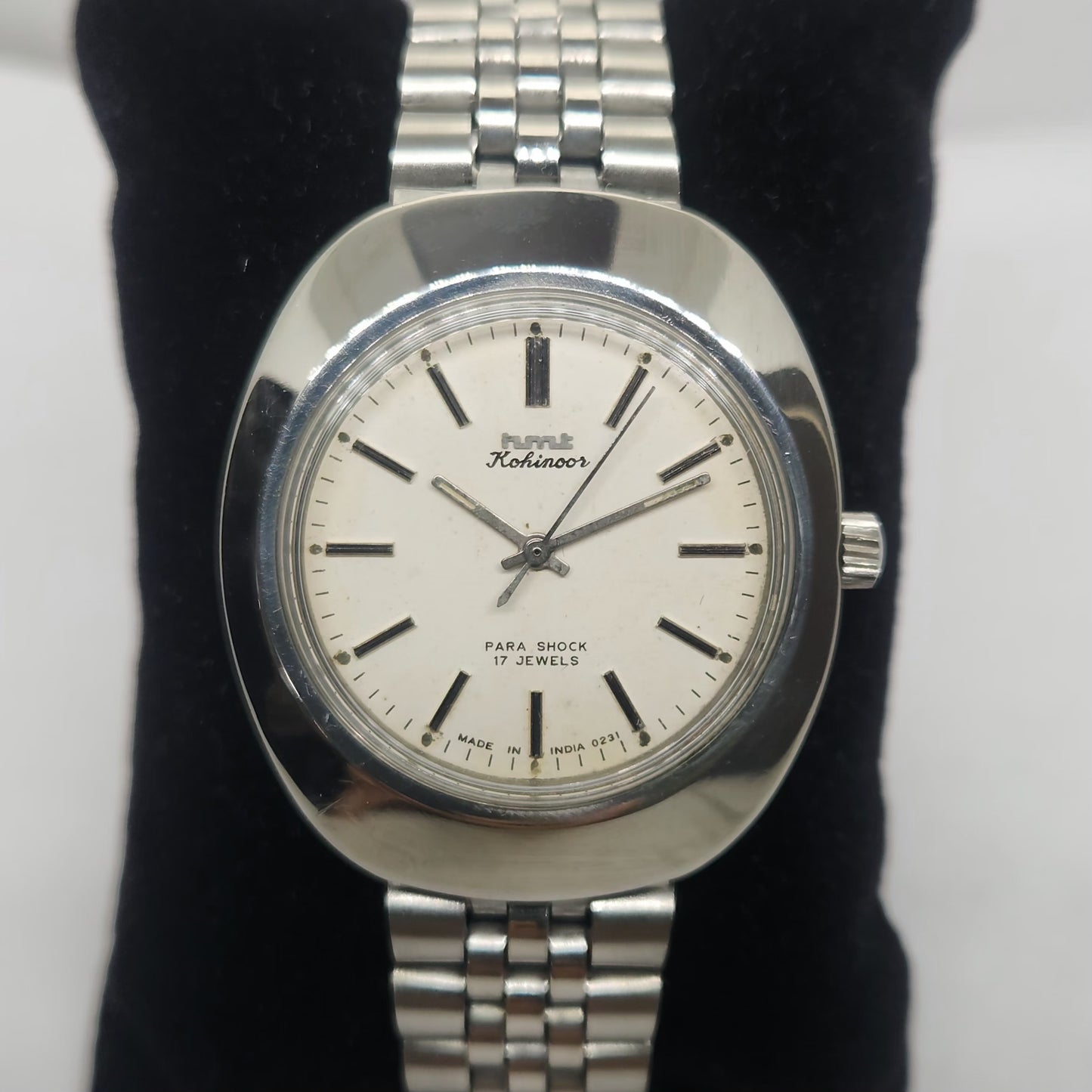 Vintage Original HMT Kohinoor Hand Winding 17 Jewels White Face Jubilee Bracelet Men's Wrist Watch OG226