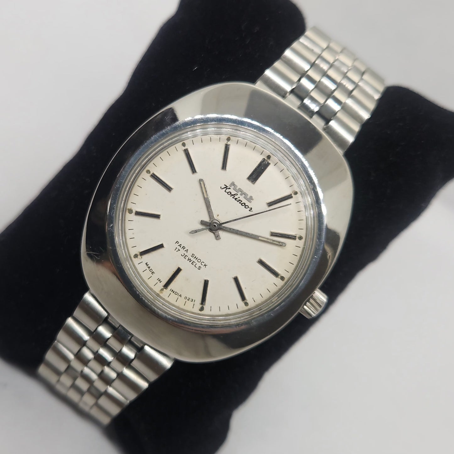 Vintage Original HMT Kohinoor Hand Winding 17 Jewels White Face Jubilee Bracelet Men's Wrist Watch OG226