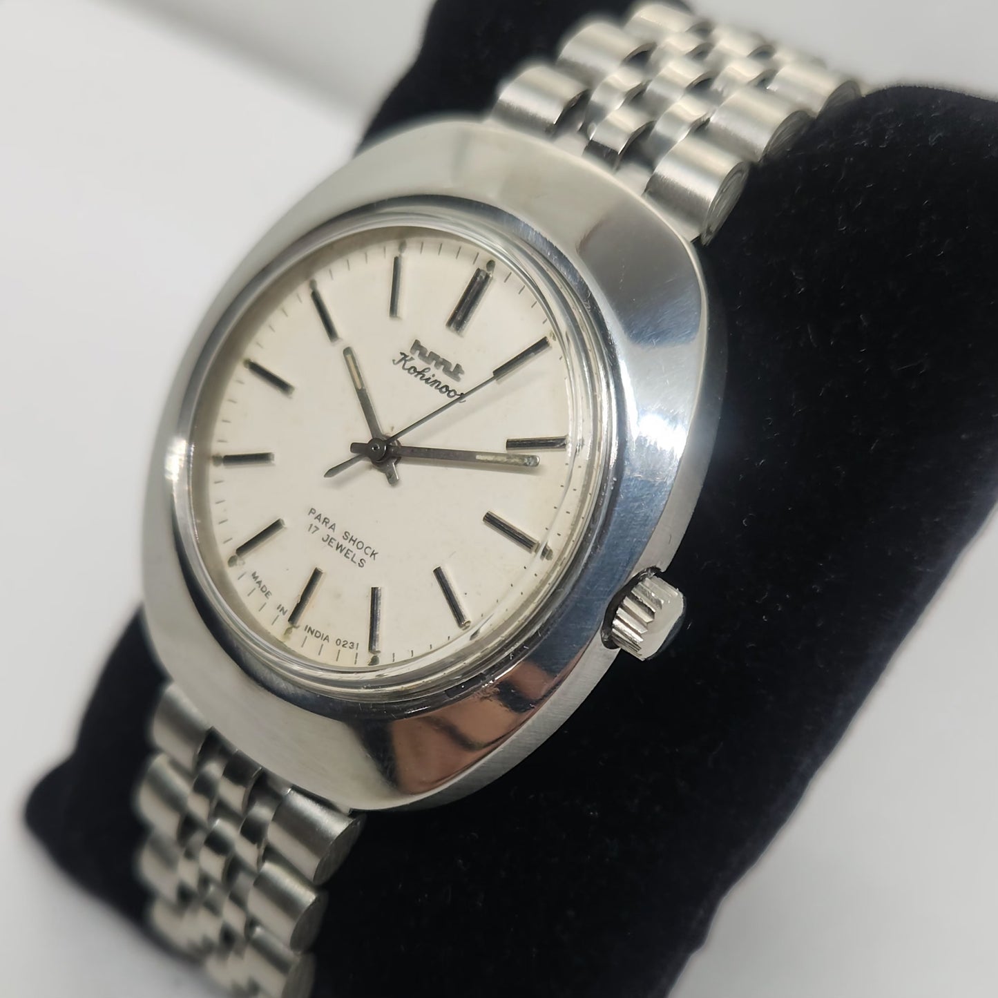 Vintage Original HMT Kohinoor Hand Winding 17 Jewels White Face Jubilee Bracelet Men's Wrist Watch OG226