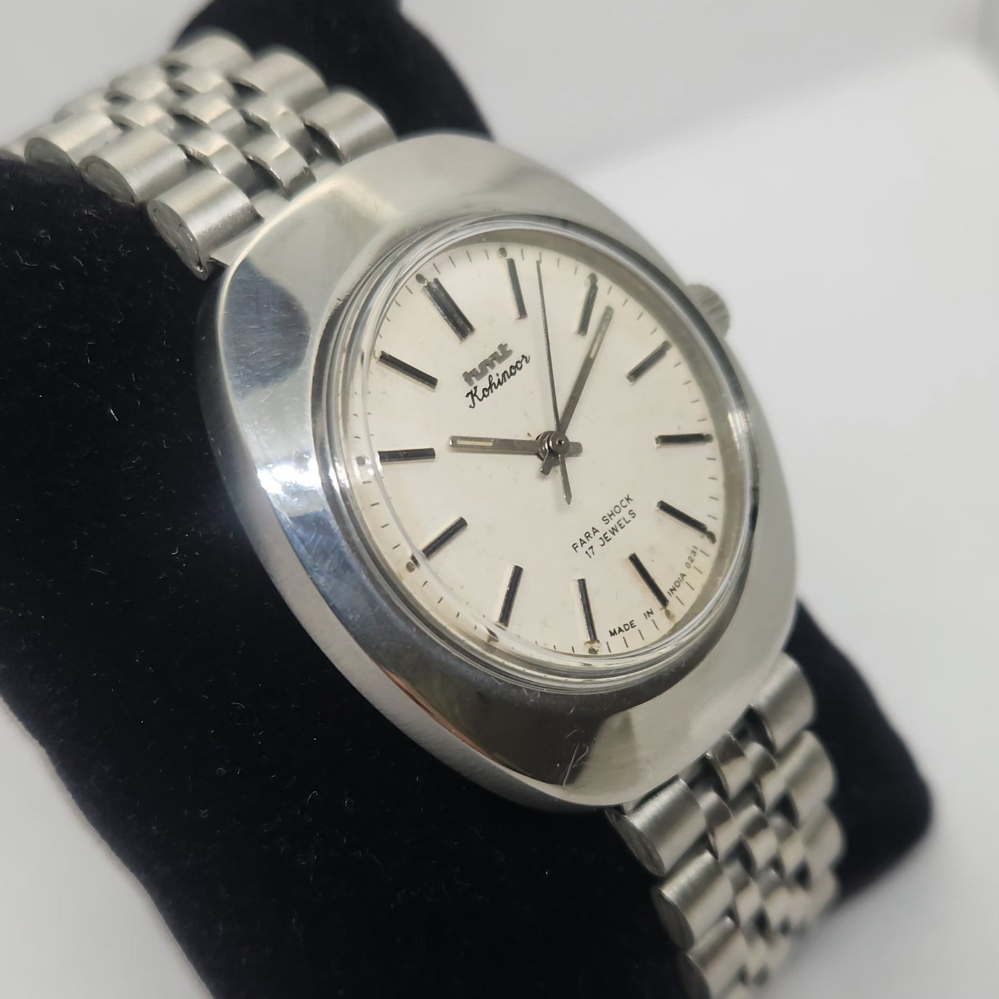 Vintage Original HMT Kohinoor Hand Winding 17 Jewels White Face Jubilee Bracelet Men's Wrist Watch OG226