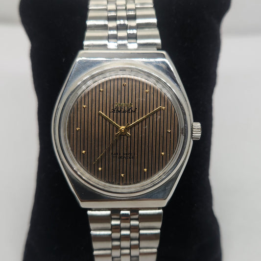 Vintage Original HMT Abhishek Hand Winding 17 Jewels Brown Face Jubilee Bracelet Men's Wrist Watch OG227