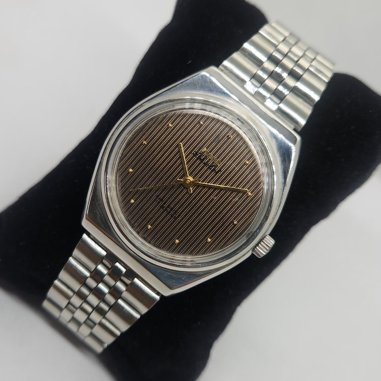 Vintage Original HMT Abhishek Hand Winding 17 Jewels Brown Face Jubilee Bracelet Men's Wrist Watch OG227