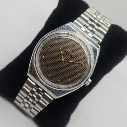 Vintage Original HMT Abhishek Hand Winding 17 Jewels Brown Face Jubilee Bracelet Men's Wrist Watch OG227