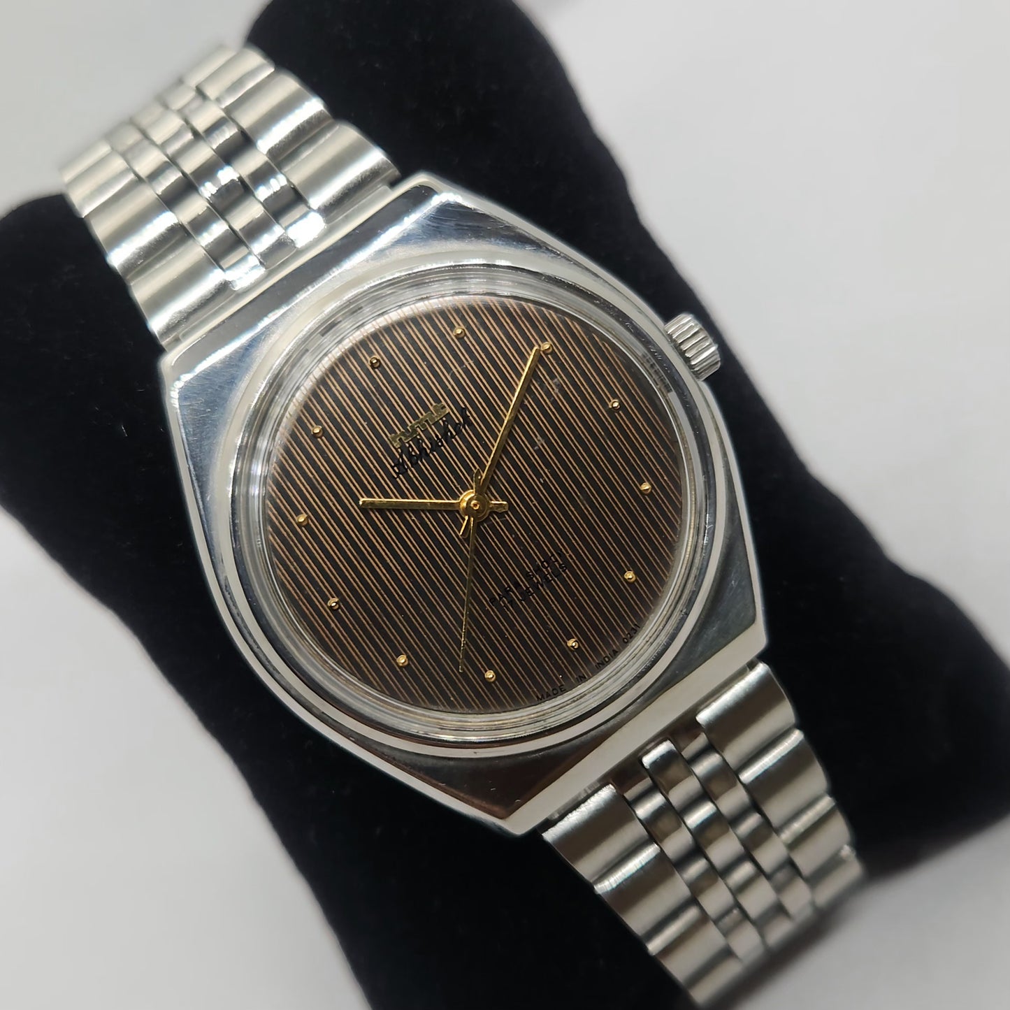 Vintage Original HMT Abhishek Hand Winding 17 Jewels Brown Face Jubilee Bracelet Men's Wrist Watch OG227