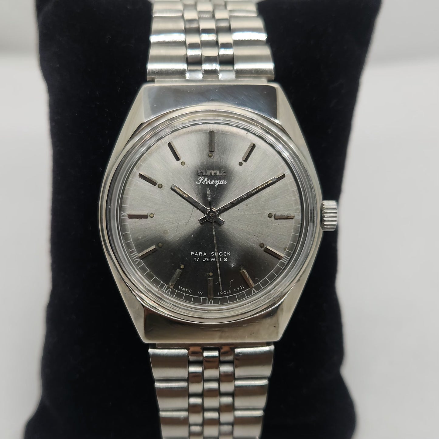 Vintage Original HMT Shreyas Hand Winding 17 Jewels Silver Face Jubilee Bracelet Men's Wrist Watch OG228