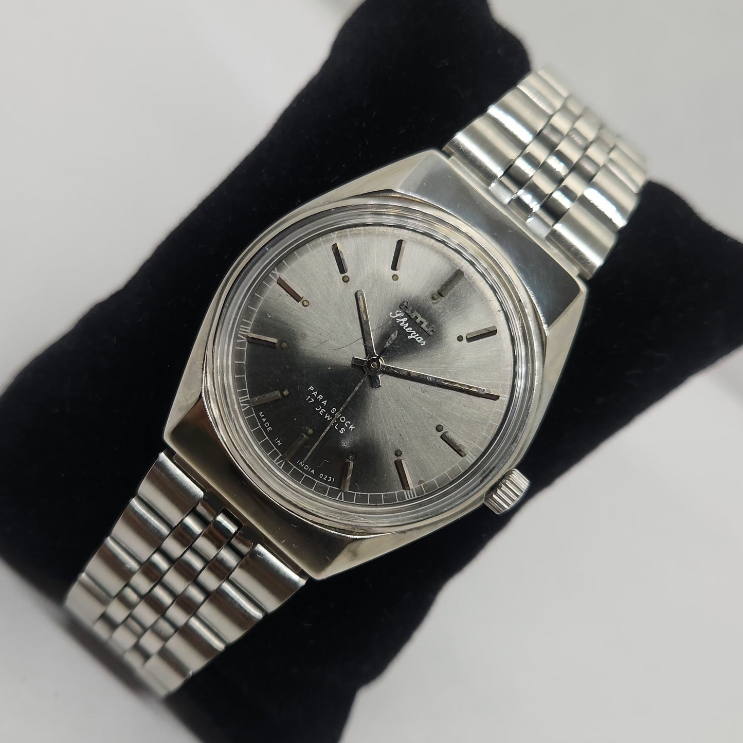 Vintage Original HMT Shreyas Hand Winding 17 Jewels Silver Face Jubilee Bracelet Men's Wrist Watch OG228