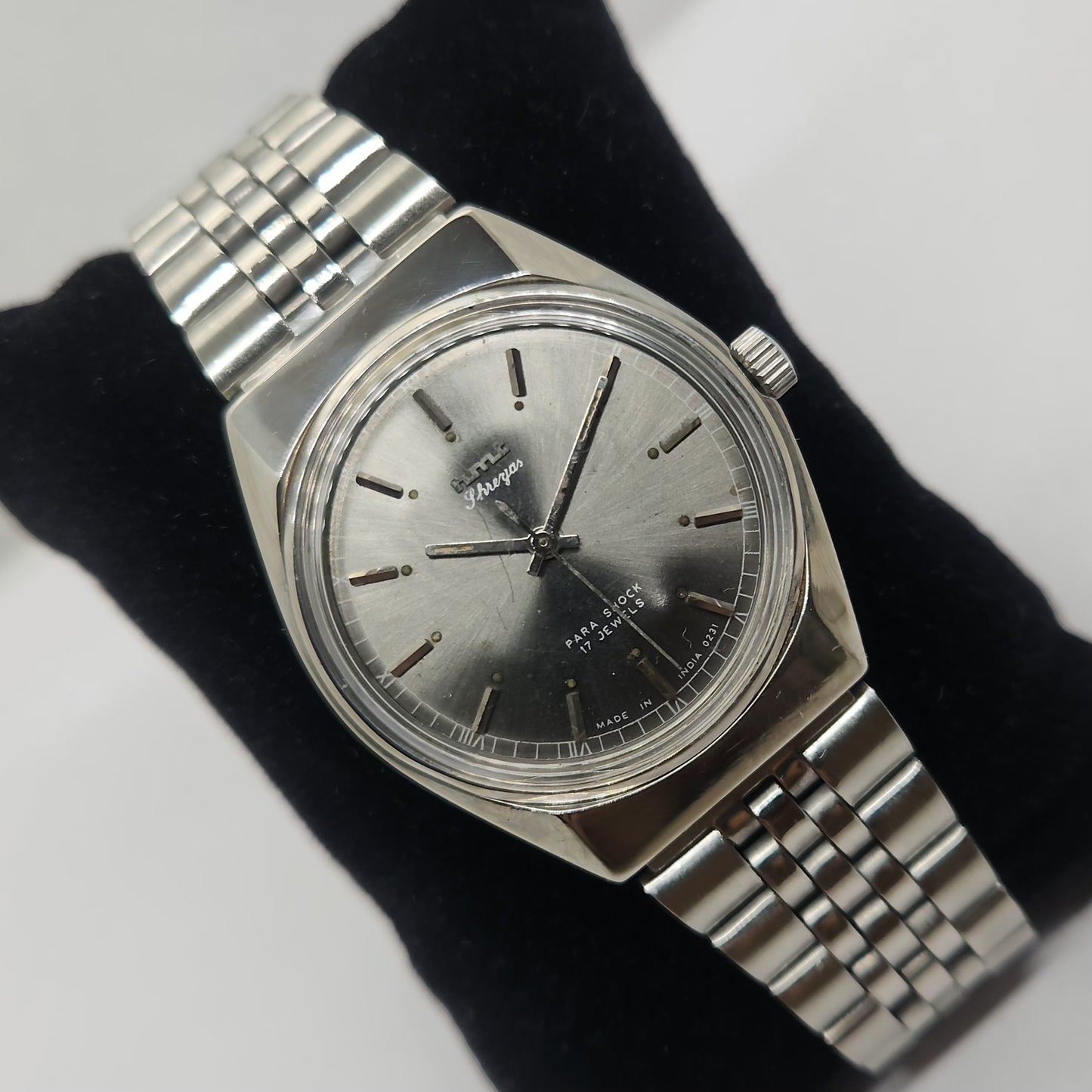 Vintage Original HMT Shreyas Hand Winding 17 Jewels Silver Face Jubilee Bracelet Men's Wrist Watch OG228