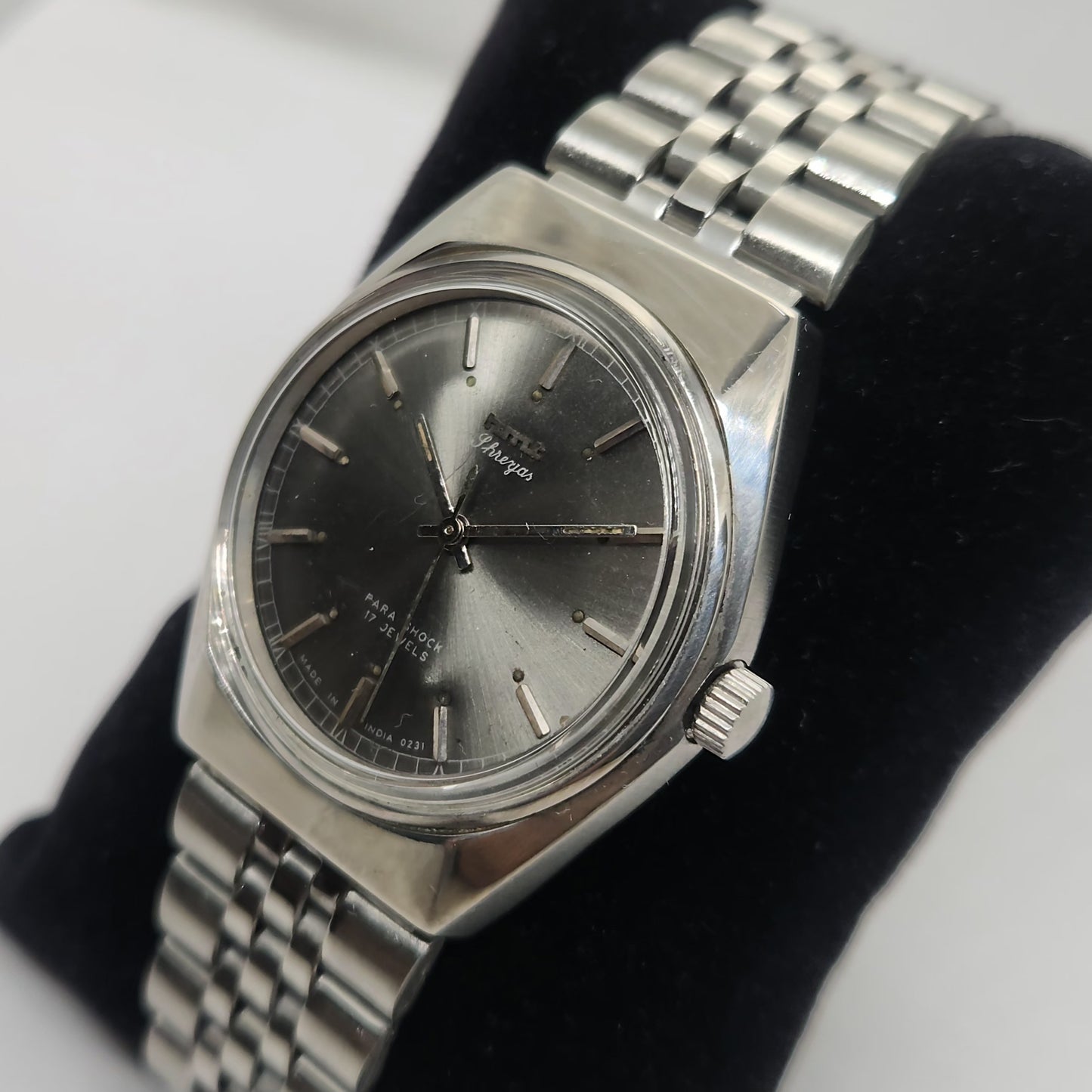 Vintage Original HMT Shreyas Hand Winding 17 Jewels Silver Face Jubilee Bracelet Men's Wrist Watch OG228