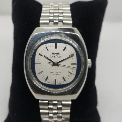 Vintage Original HMT Chethan Hand Winding 17 Jewels Silver Face Jubilee Bracelet Men's Wrist Watch OG229