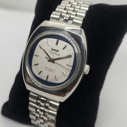 Vintage Original HMT Chethan Hand Winding 17 Jewels Silver Face Jubilee Bracelet Men's Wrist Watch OG229