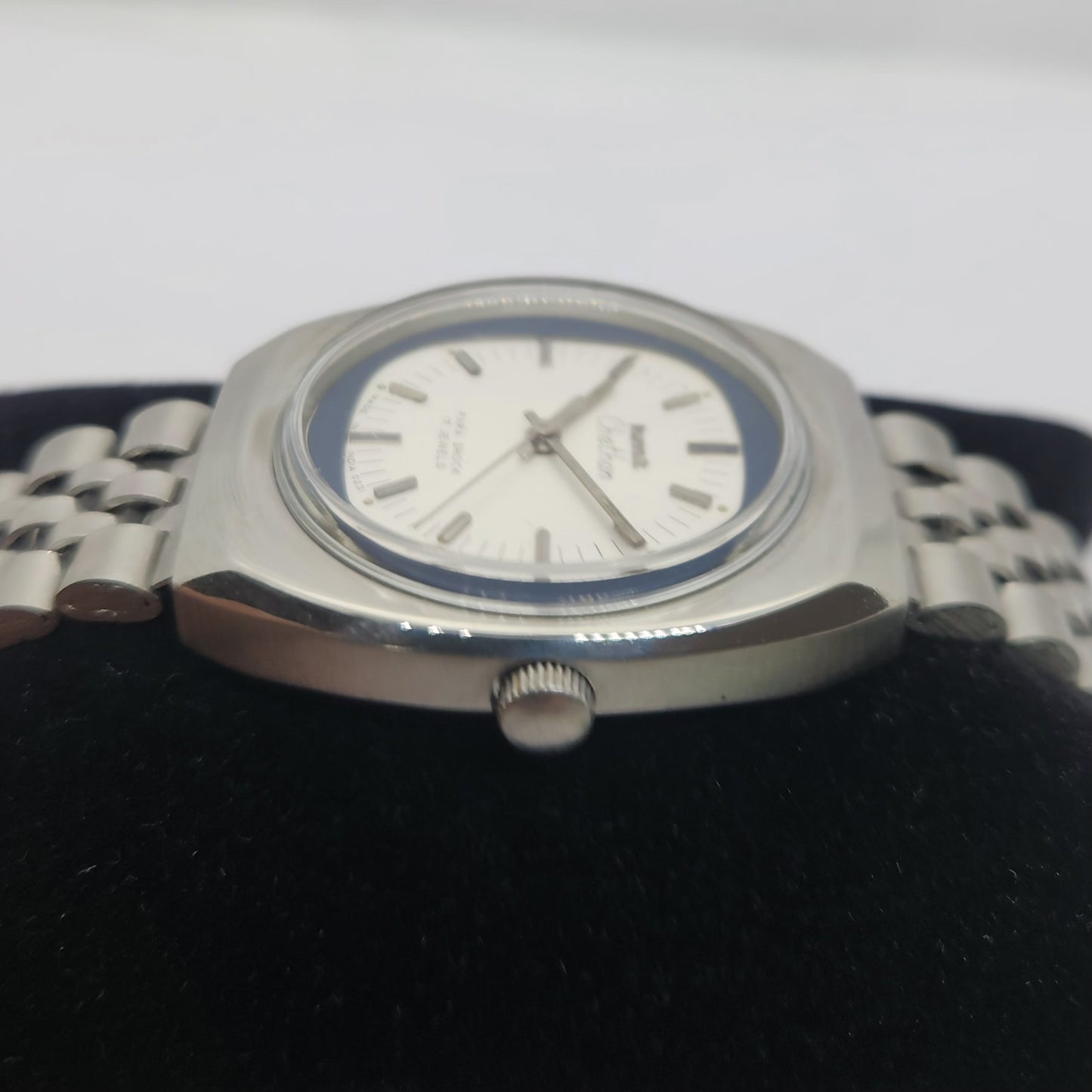 Vintage Original HMT Chethan Hand Winding 17 Jewels Silver Face Jubilee Bracelet Men's Wrist Watch OG229
