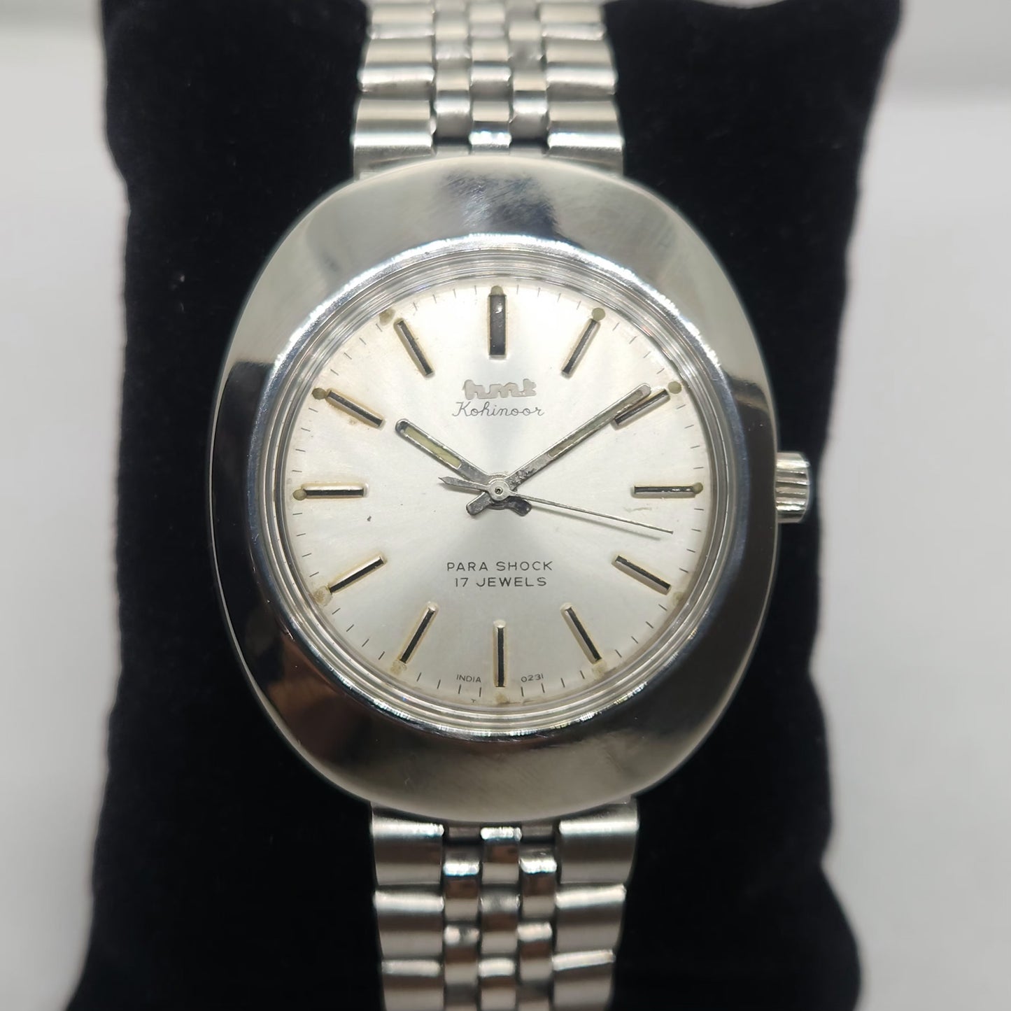 Vintage Original HMT Kohinoor Hand Winding 17 Jewels Silver Face Jubilee Bracelet Men's Wrist Watch OG230