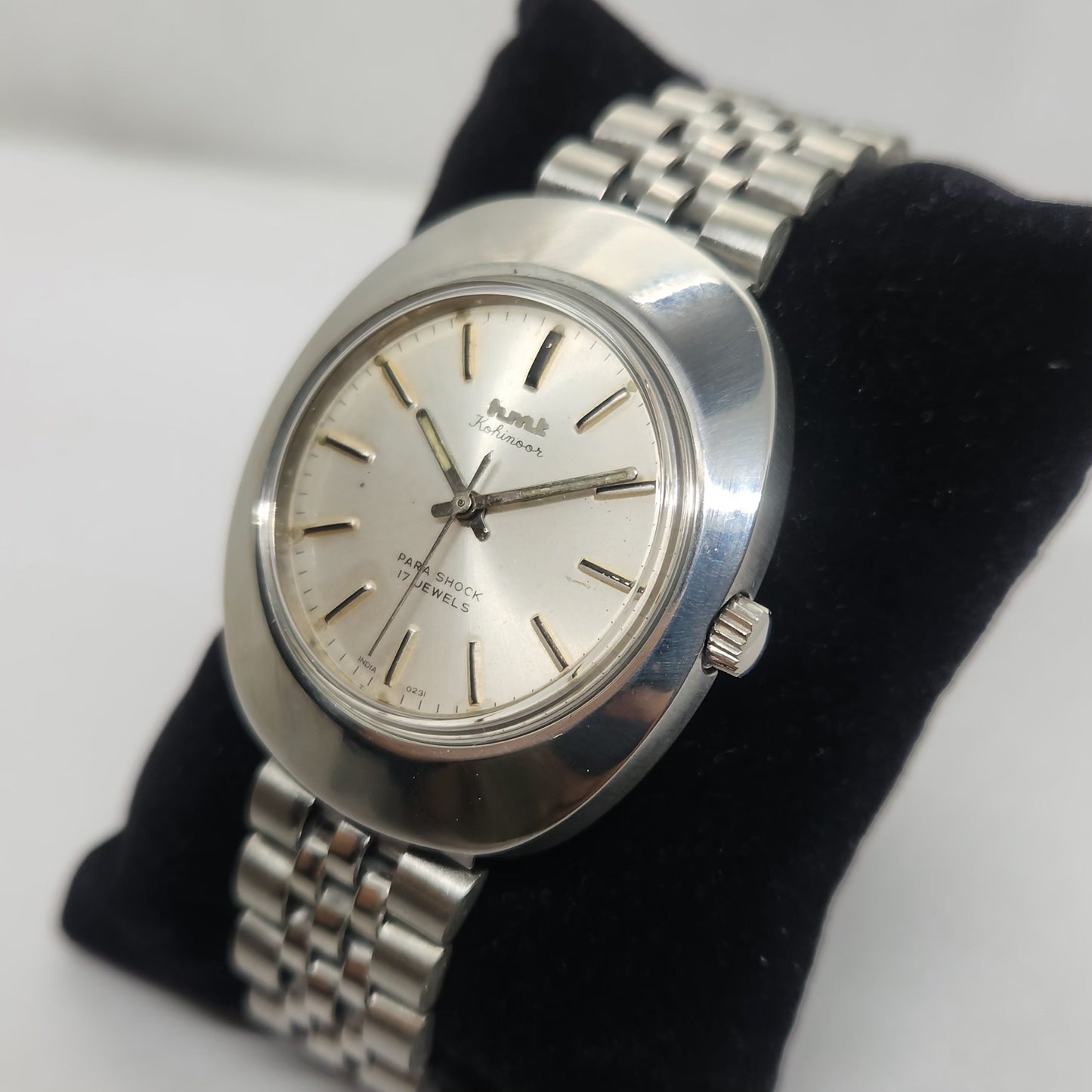 Vintage Original HMT Kohinoor Hand Winding 17 Jewels Silver Face Jubilee Bracelet Men's Wrist Watch OG230