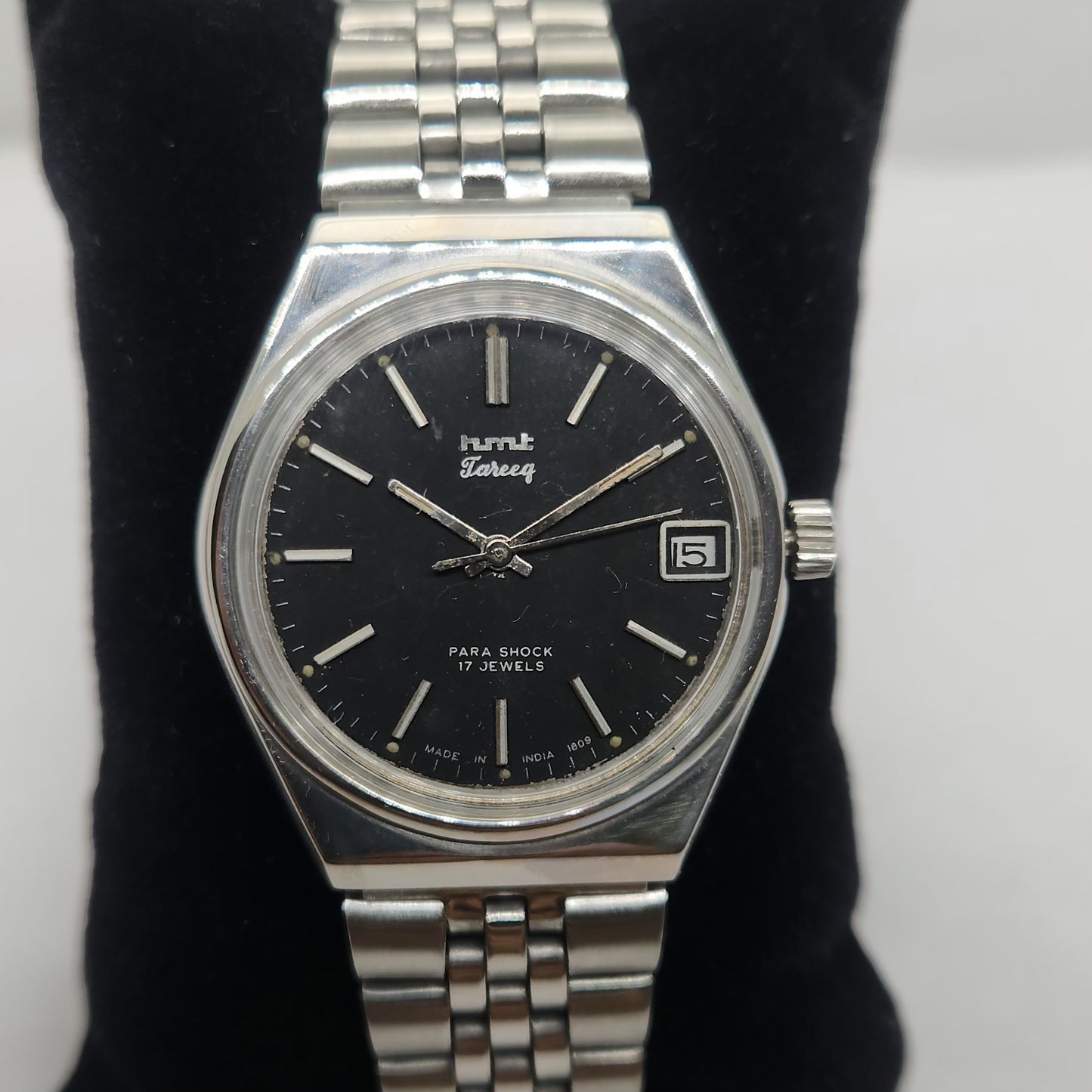 Vintage Original HMT Tareeq Hand Winding 17 Jewels Black Face Jubilee Bracelet Men's Wrist Watch OG231