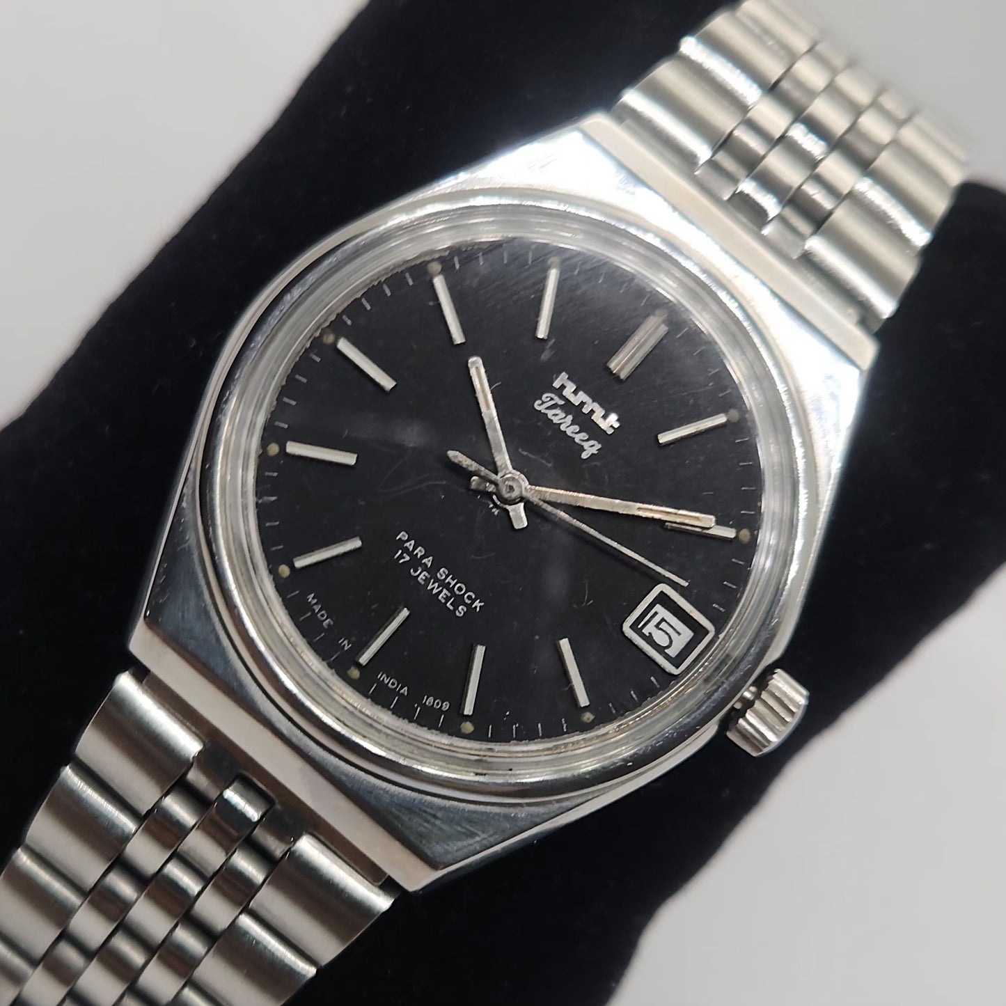 Vintage Original HMT Tareeq Hand Winding 17 Jewels Black Face Jubilee Bracelet Men's Wrist Watch OG231