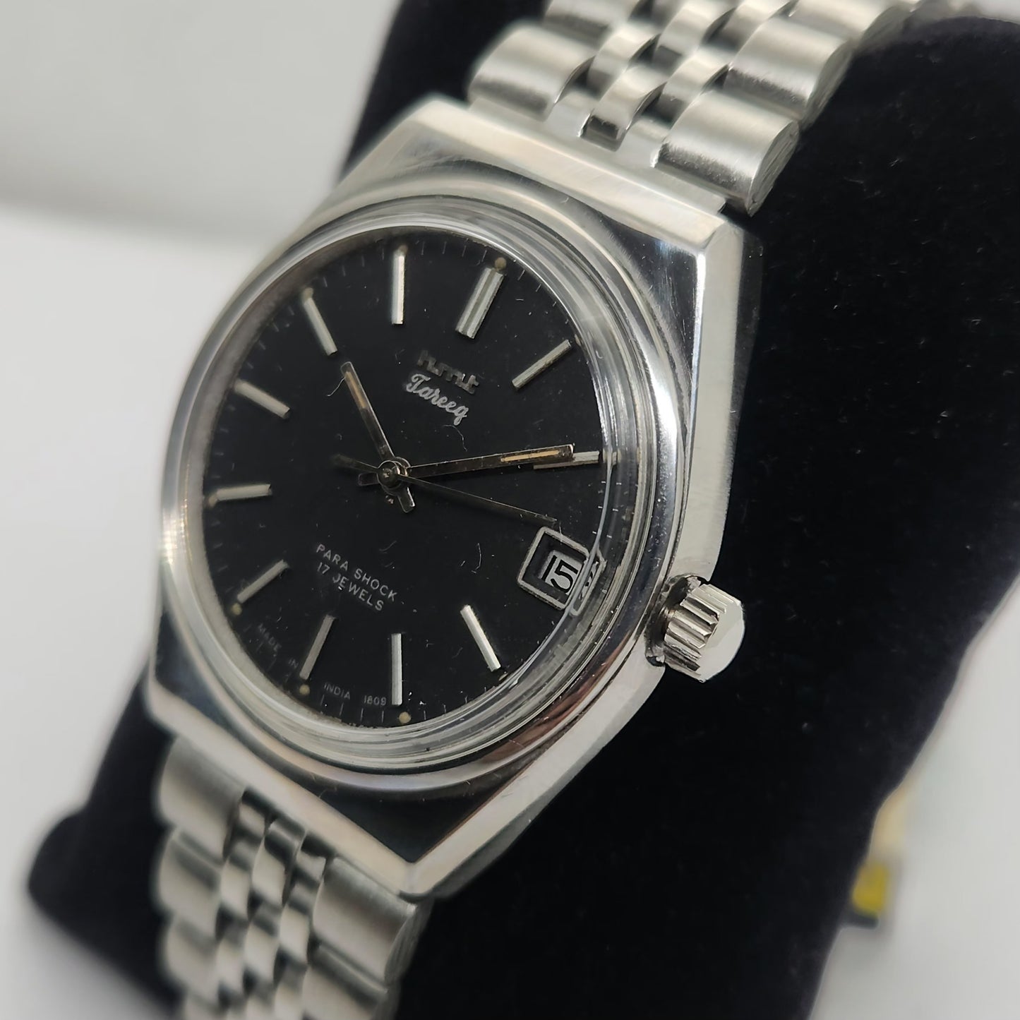Vintage Original HMT Tareeq Hand Winding 17 Jewels Black Face Jubilee Bracelet Men's Wrist Watch OG231